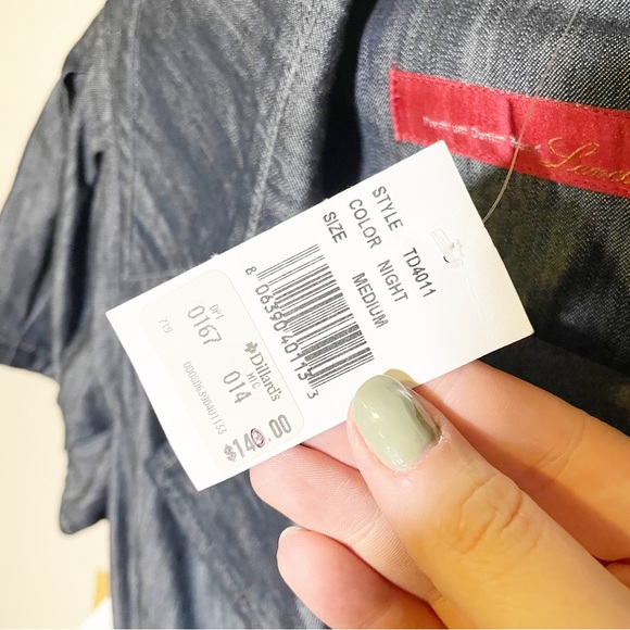 Level 99 Dark Wash Denim Trench Button Dress M New without tags - Picture 3 of 10